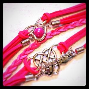 Hot Pink Leather Bracelet